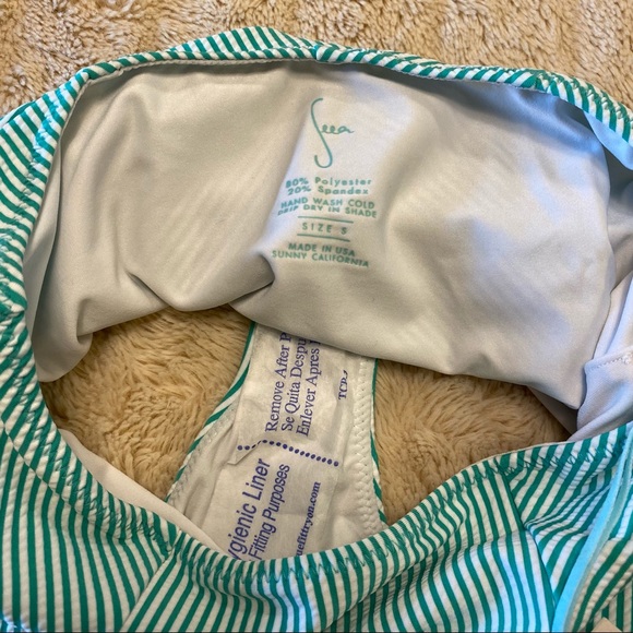 NWT SEEA turquoise/white ruffle bikini bottom S - Picture 5 of 5